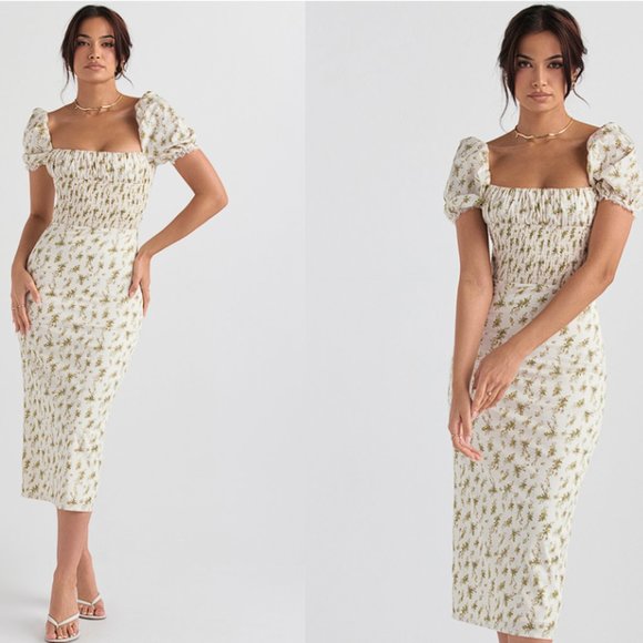 HOUSE OF CB 'Bellucci' Garden Print Shirred Sundress NWOT - Picture 1 of 7